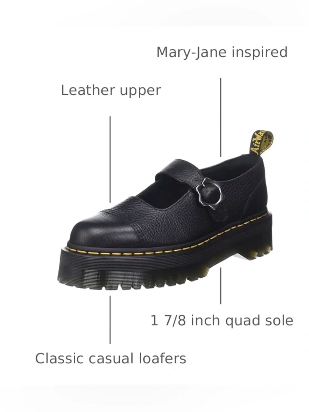 Dr. Martens Addina FLWR Mary Jane Women's Flower Buckle Shoes, Size 11